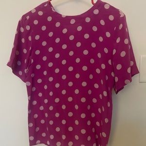 Polkadot, pink blouse